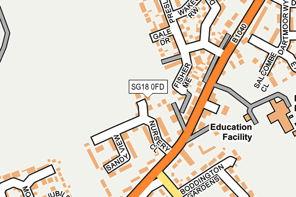 SG18 0FD map - OS OpenMap – Local (Ordnance Survey)