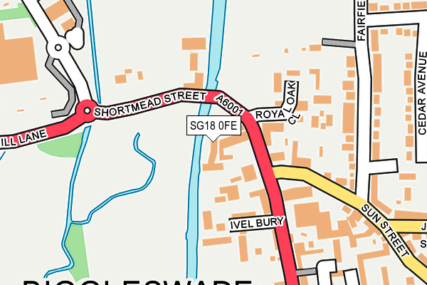 SG18 0FE map - OS OpenMap – Local (Ordnance Survey)