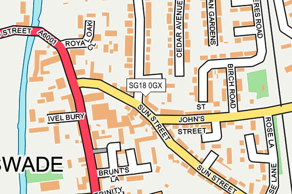 SG18 0GX map - OS OpenMap – Local (Ordnance Survey)