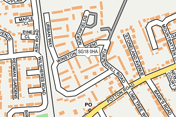 SG18 0HA map - OS OpenMap – Local (Ordnance Survey)