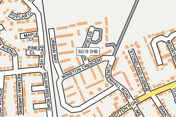 SG18 0HB map - OS OpenMap – Local (Ordnance Survey)