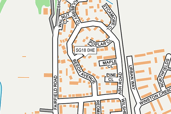 SG18 0HE map - OS OpenMap – Local (Ordnance Survey)