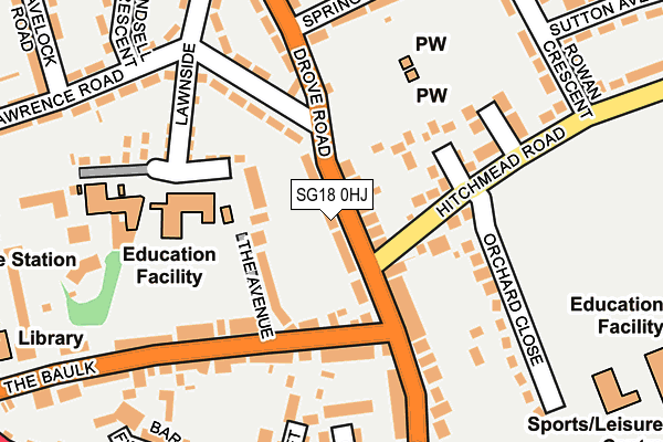 SG18 0HJ map - OS OpenMap – Local (Ordnance Survey)