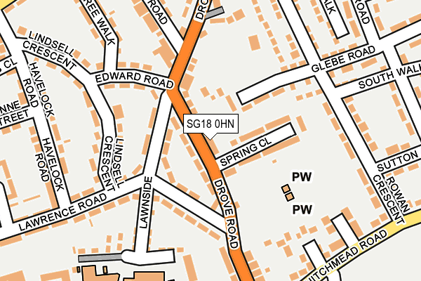 SG18 0HN map - OS OpenMap – Local (Ordnance Survey)