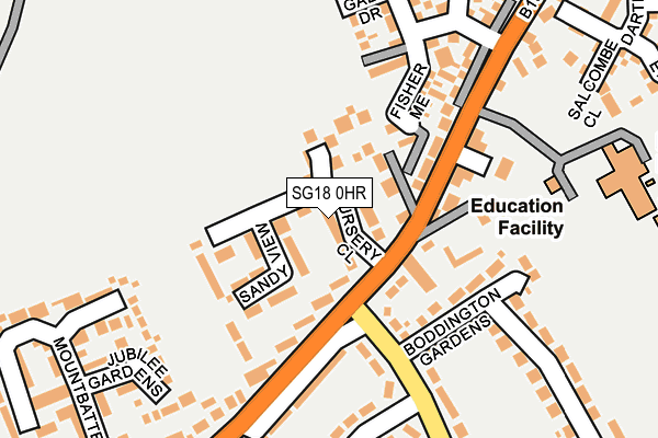 SG18 0HR map - OS OpenMap – Local (Ordnance Survey)