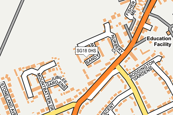 SG18 0HS map - OS OpenMap – Local (Ordnance Survey)