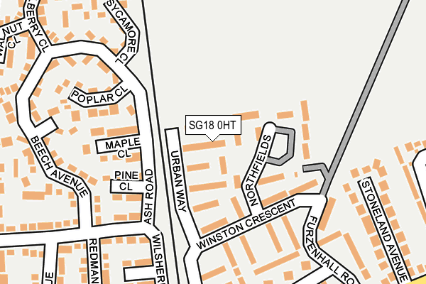 SG18 0HT map - OS OpenMap – Local (Ordnance Survey)