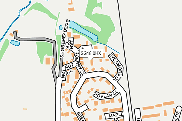 SG18 0HX map - OS OpenMap – Local (Ordnance Survey)