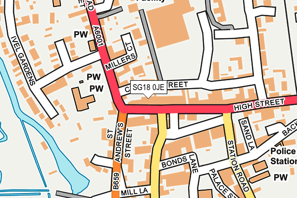 SG18 0JE map - OS OpenMap – Local (Ordnance Survey)