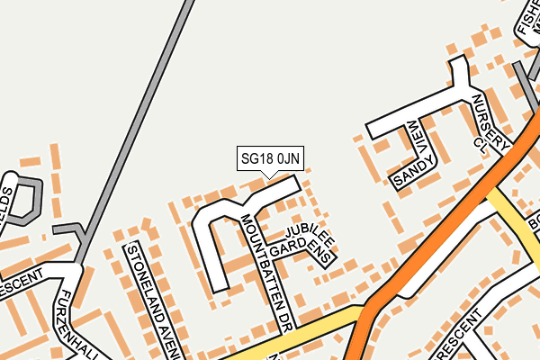 SG18 0JN map - OS OpenMap – Local (Ordnance Survey)