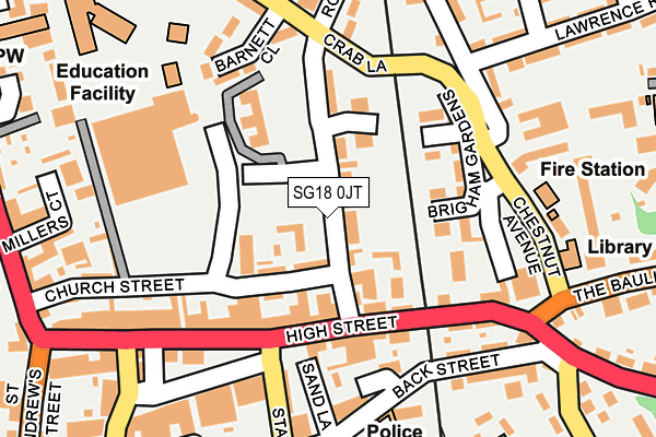 SG18 0JT map - OS OpenMap – Local (Ordnance Survey)