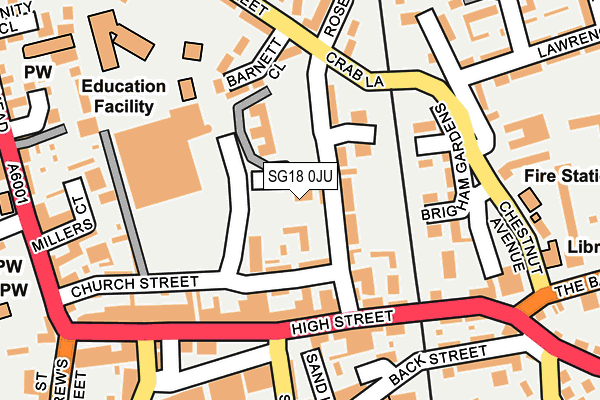 SG18 0JU map - OS OpenMap – Local (Ordnance Survey)