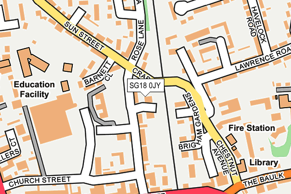 SG18 0JY map - OS OpenMap – Local (Ordnance Survey)