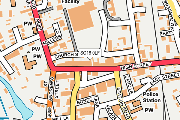 SG18 0LF map - OS OpenMap – Local (Ordnance Survey)