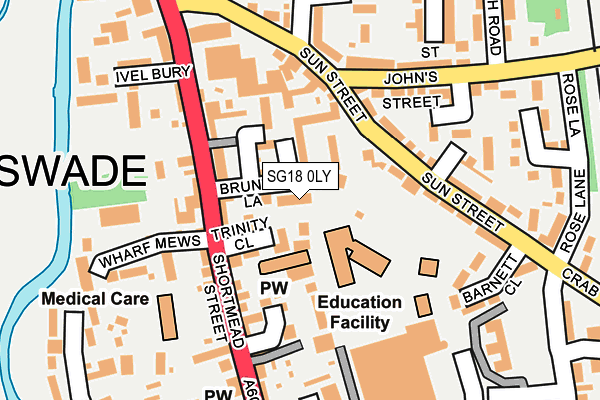 SG18 0LY map - OS OpenMap – Local (Ordnance Survey)