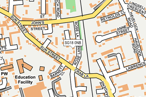 SG18 0NB map - OS OpenMap – Local (Ordnance Survey)