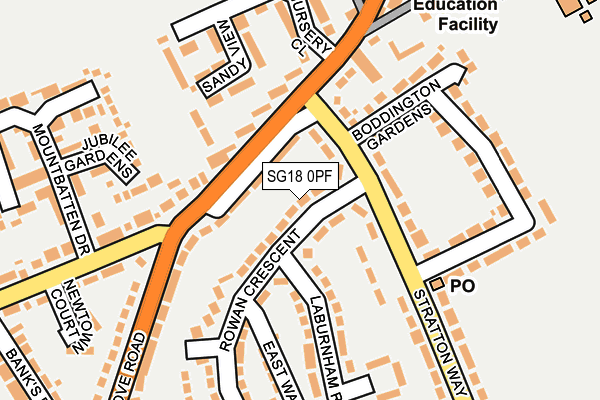 SG18 0PF map - OS OpenMap – Local (Ordnance Survey)