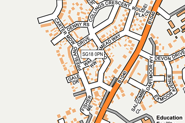 SG18 0PN map - OS OpenMap – Local (Ordnance Survey)