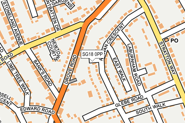 SG18 0PP map - OS OpenMap – Local (Ordnance Survey)