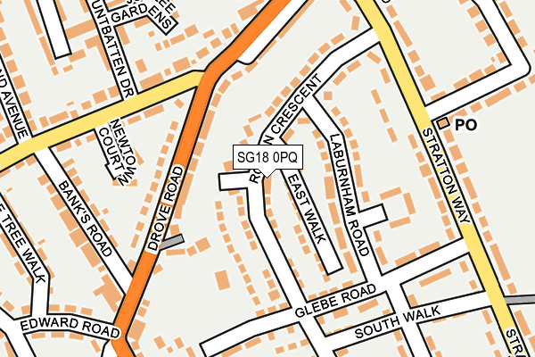 SG18 0PQ map - OS OpenMap – Local (Ordnance Survey)