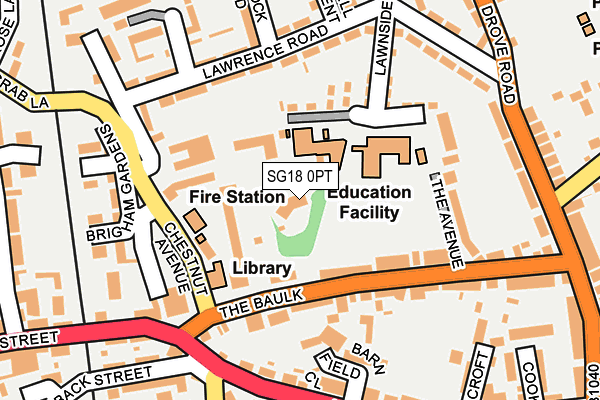 SG18 0PT map - OS OpenMap – Local (Ordnance Survey)