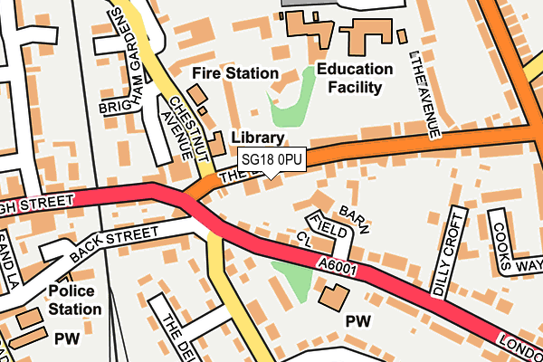 SG18 0PU map - OS OpenMap – Local (Ordnance Survey)