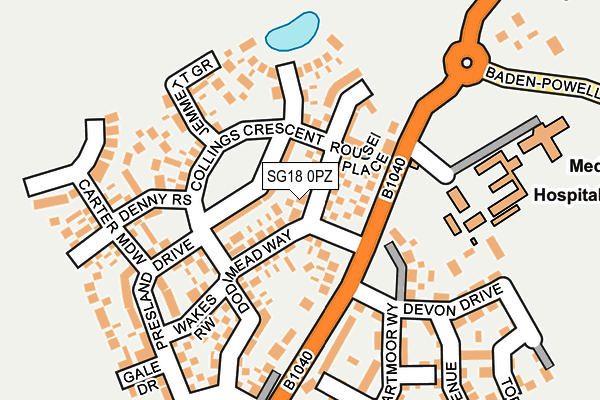 SG18 0PZ map - OS OpenMap – Local (Ordnance Survey)