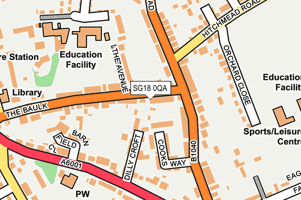 SG18 0QA map - OS OpenMap – Local (Ordnance Survey)