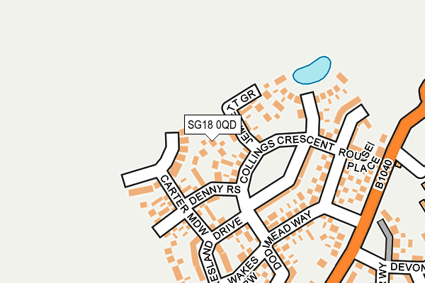 SG18 0QD map - OS OpenMap – Local (Ordnance Survey)