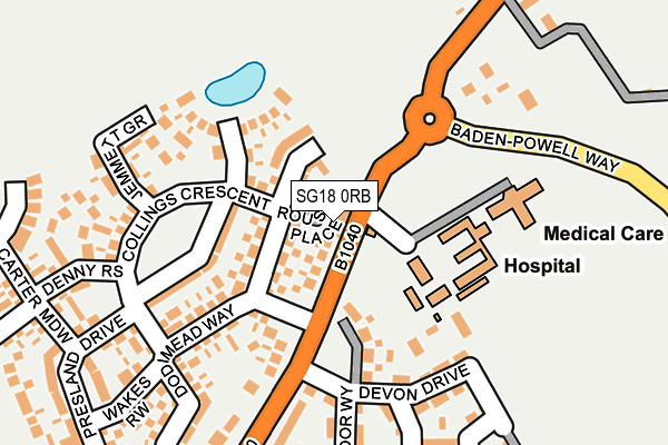 SG18 0RB map - OS OpenMap – Local (Ordnance Survey)