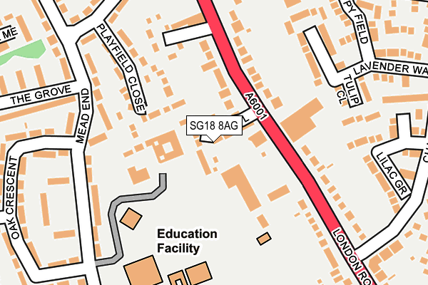 SG18 8AG map - OS OpenMap – Local (Ordnance Survey)