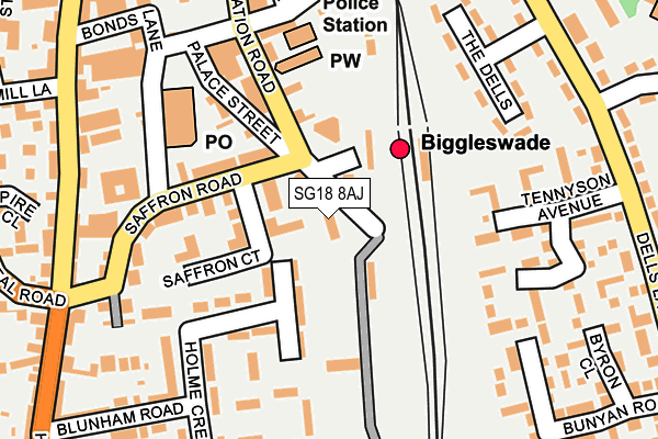 SG18 8AJ map - OS OpenMap – Local (Ordnance Survey)