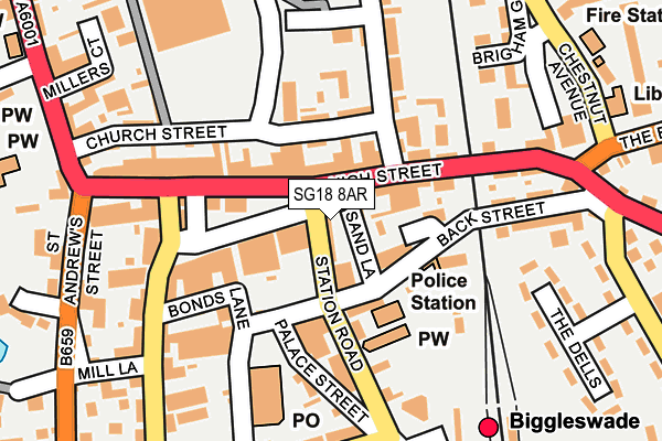 SG18 8AR map - OS OpenMap – Local (Ordnance Survey)