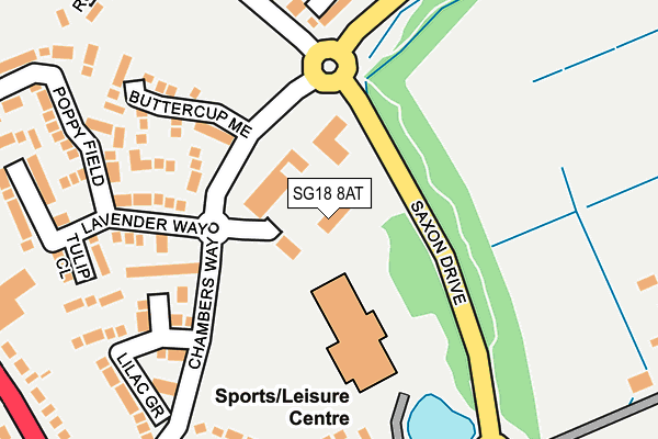 SG18 8AT map - OS OpenMap – Local (Ordnance Survey)
