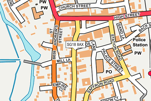 SG18 8AX map - OS OpenMap – Local (Ordnance Survey)