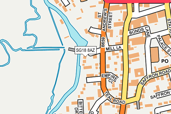 SG18 8AZ map - OS OpenMap – Local (Ordnance Survey)