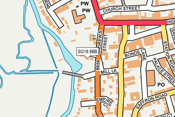 SG18 8BB map - OS OpenMap – Local (Ordnance Survey)