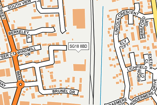 SG18 8BD map - OS OpenMap – Local (Ordnance Survey)