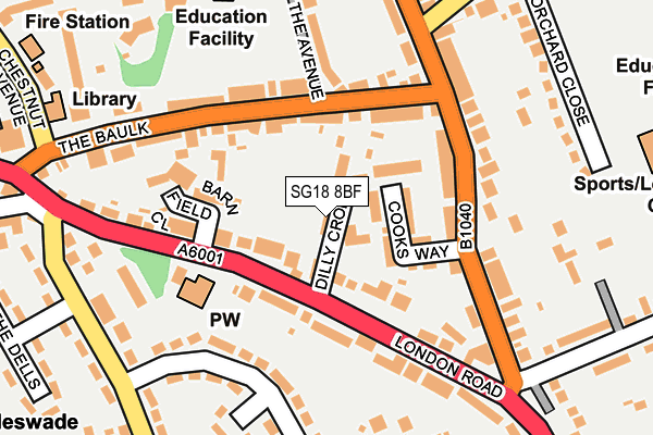 SG18 8BF map - OS OpenMap – Local (Ordnance Survey)