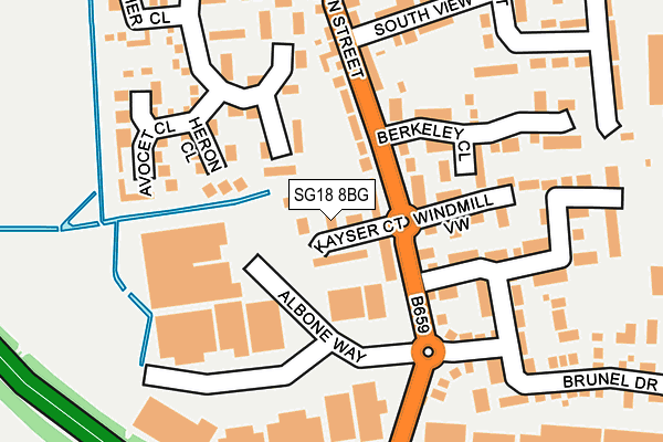 SG18 8BG map - OS OpenMap – Local (Ordnance Survey)