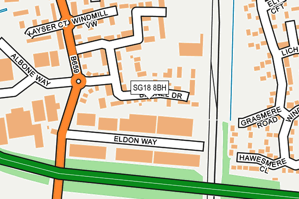 SG18 8BH map - OS OpenMap – Local (Ordnance Survey)