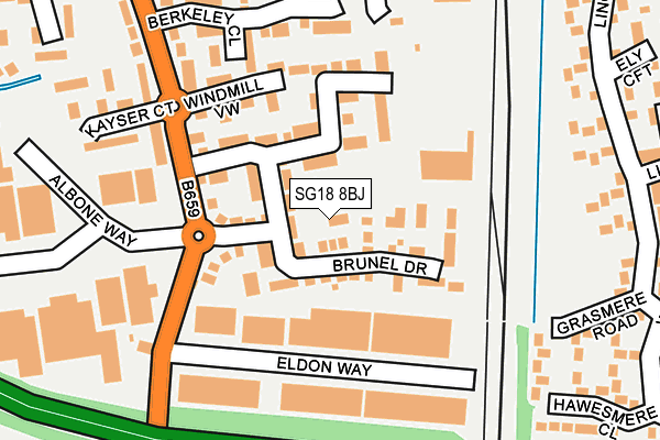 SG18 8BJ map - OS OpenMap – Local (Ordnance Survey)