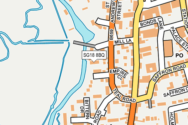 SG18 8BQ map - OS OpenMap – Local (Ordnance Survey)