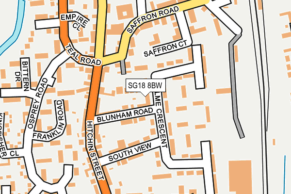 SG18 8BW map - OS OpenMap – Local (Ordnance Survey)