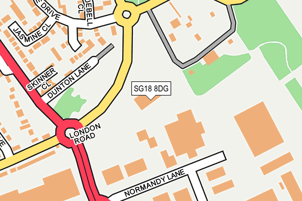 SG18 8DG map - OS OpenMap – Local (Ordnance Survey)