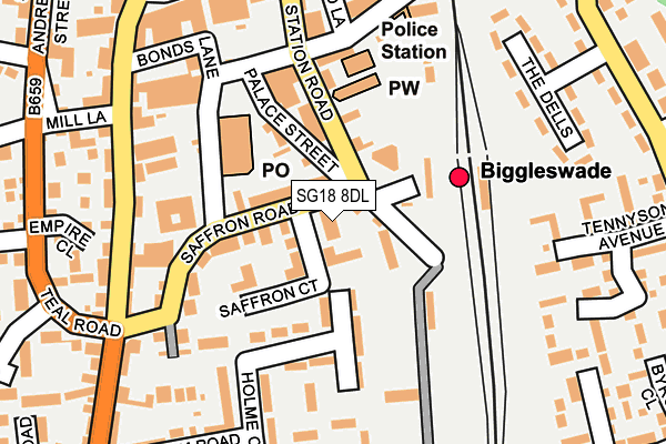 SG18 8DL map - OS OpenMap – Local (Ordnance Survey)