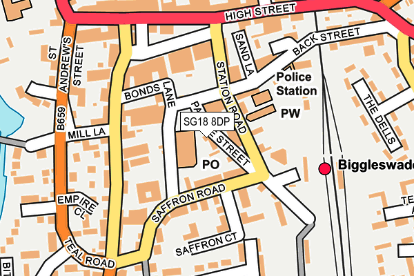 SG18 8DP map - OS OpenMap – Local (Ordnance Survey)