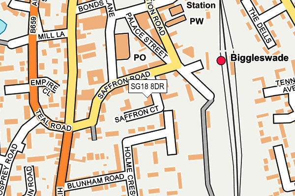 SG18 8DR map - OS OpenMap – Local (Ordnance Survey)