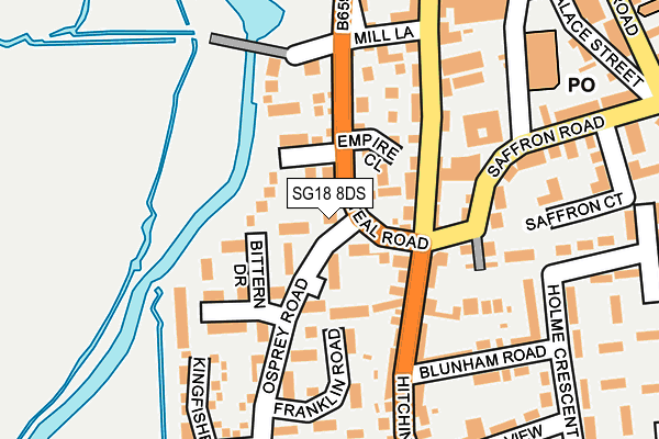 SG18 8DS map - OS OpenMap – Local (Ordnance Survey)