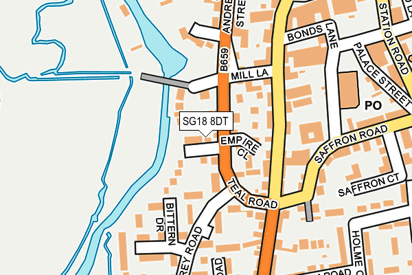 SG18 8DT map - OS OpenMap – Local (Ordnance Survey)